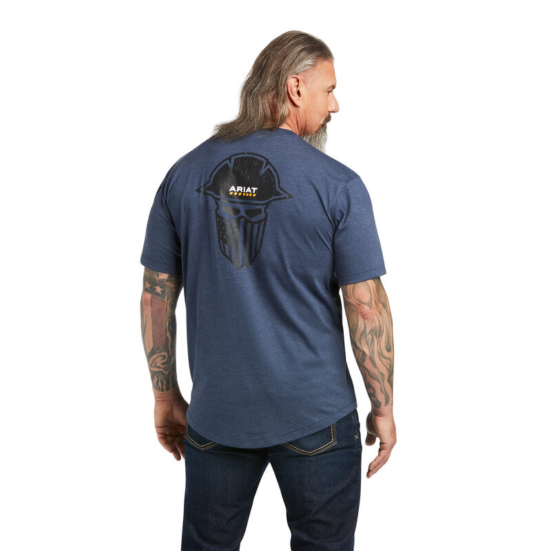 Camisetas Ariat Rebar Workman Full Cover Azules Hombre - Chile 435-LEAMSI